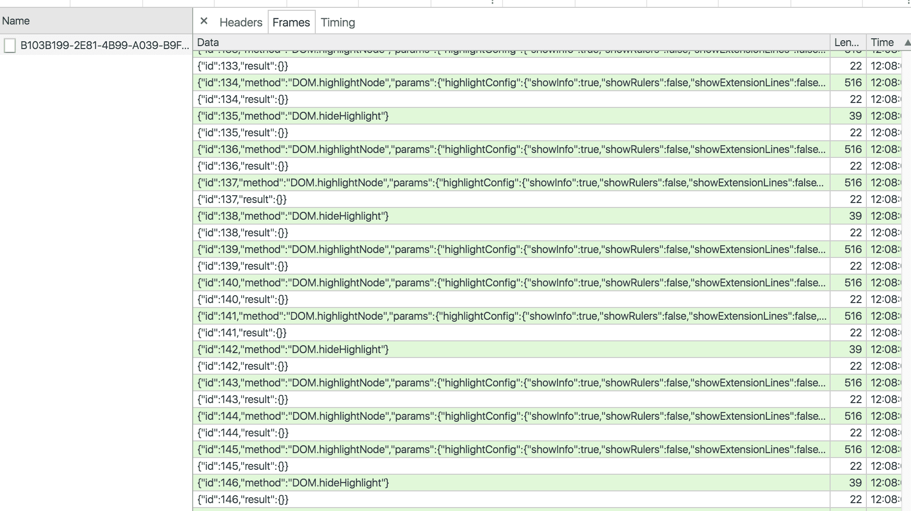 Chrome DevTools - Filtering / Formatting Websocket frames
